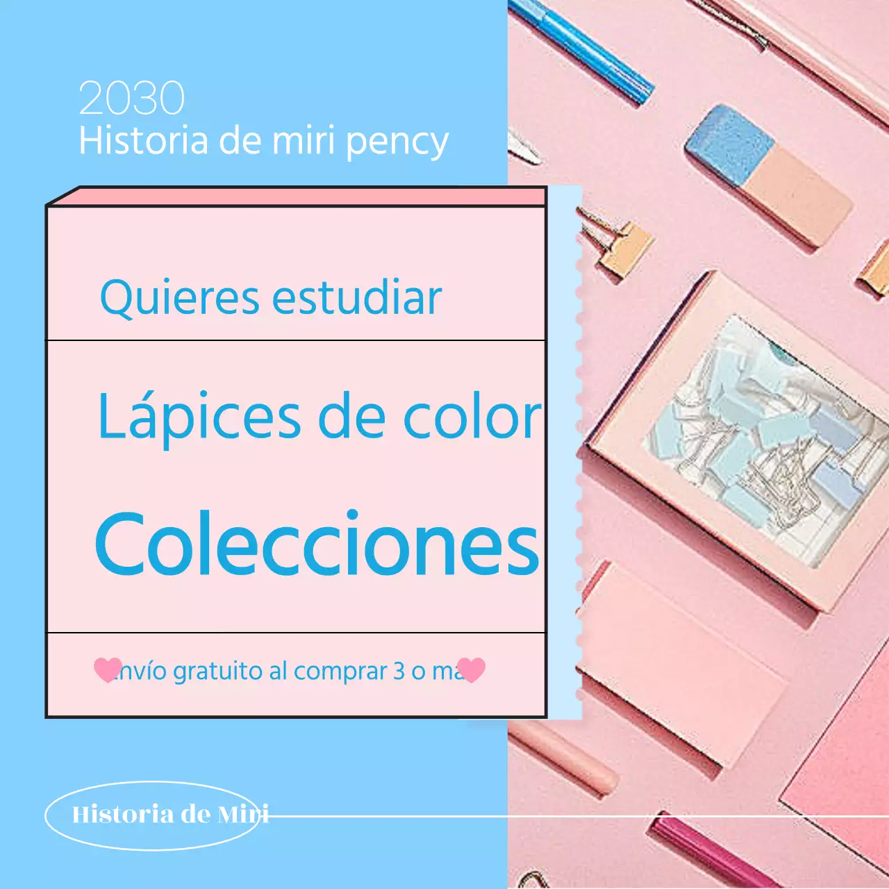 Guía de la colección azul y rosa de instrumentos de escritura