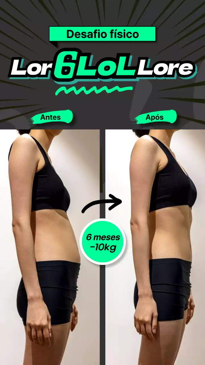 Uma história de Instagram de fitness de transformação corporal com texto em cor néon para se destacar.