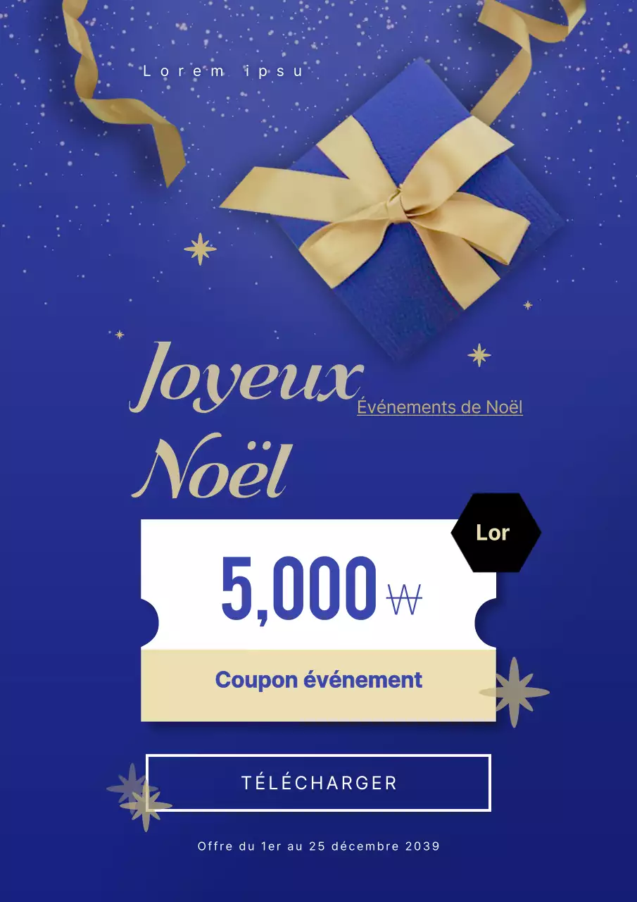 Événement de Noël coloré avec des boîtes-cadeaux et des coupons bleus