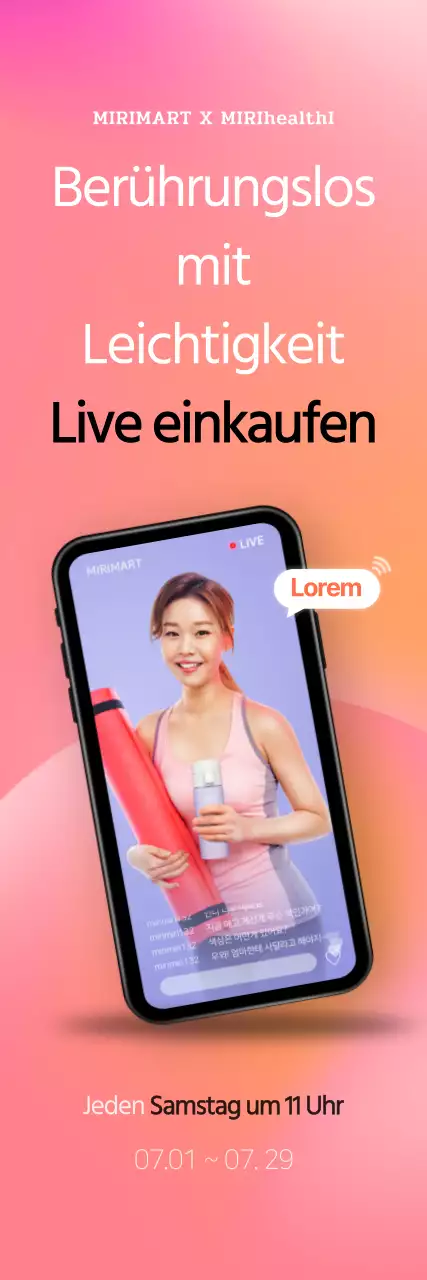 Online-Live-Konzept Live-Shopping in rotem Farbverlauf