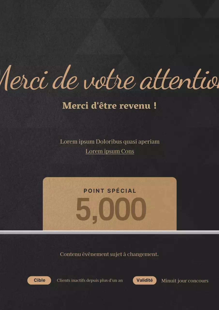 Promouvoir un événement humain avec une illustration de coupon noir et or