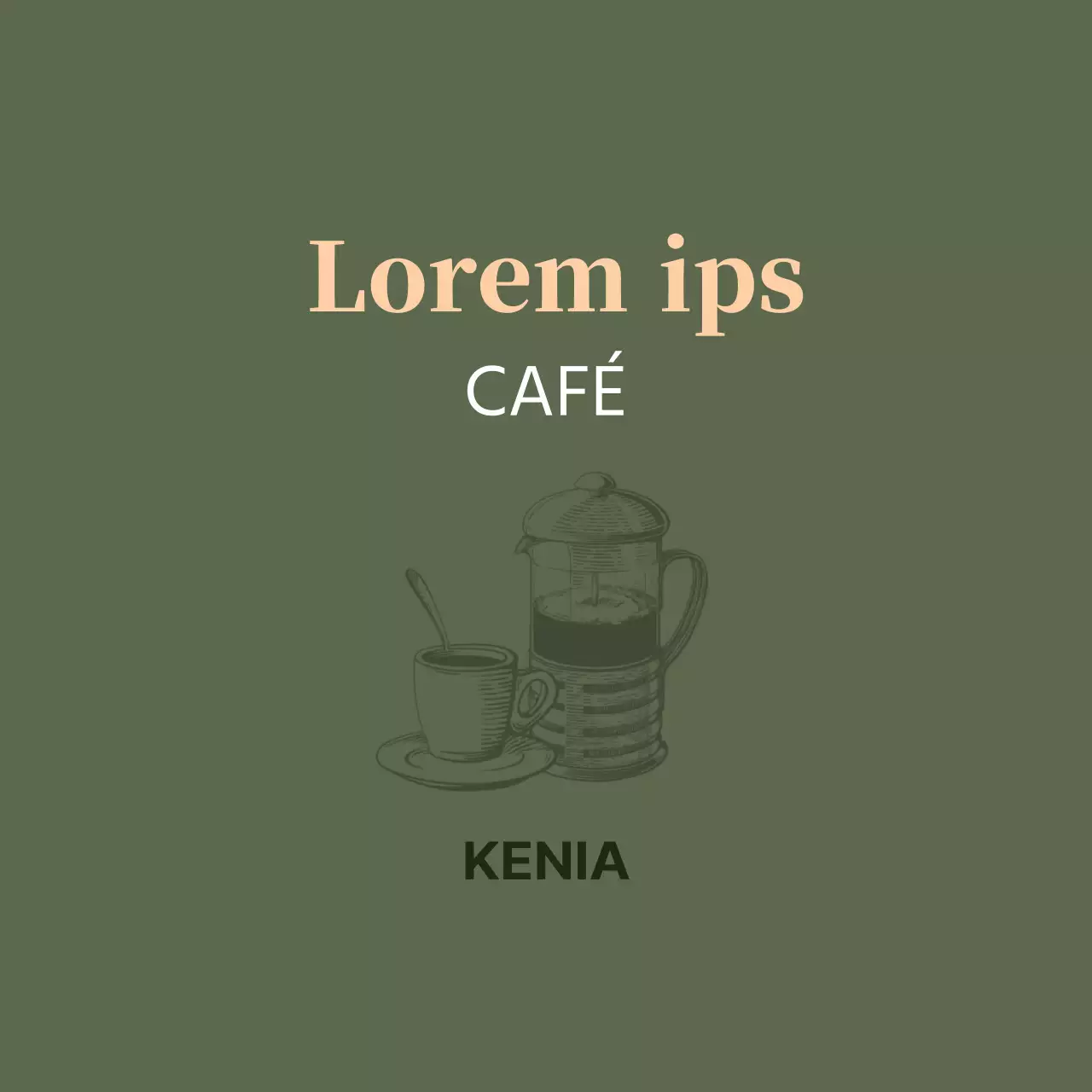 Ilustración verde etiqueta de café vintage