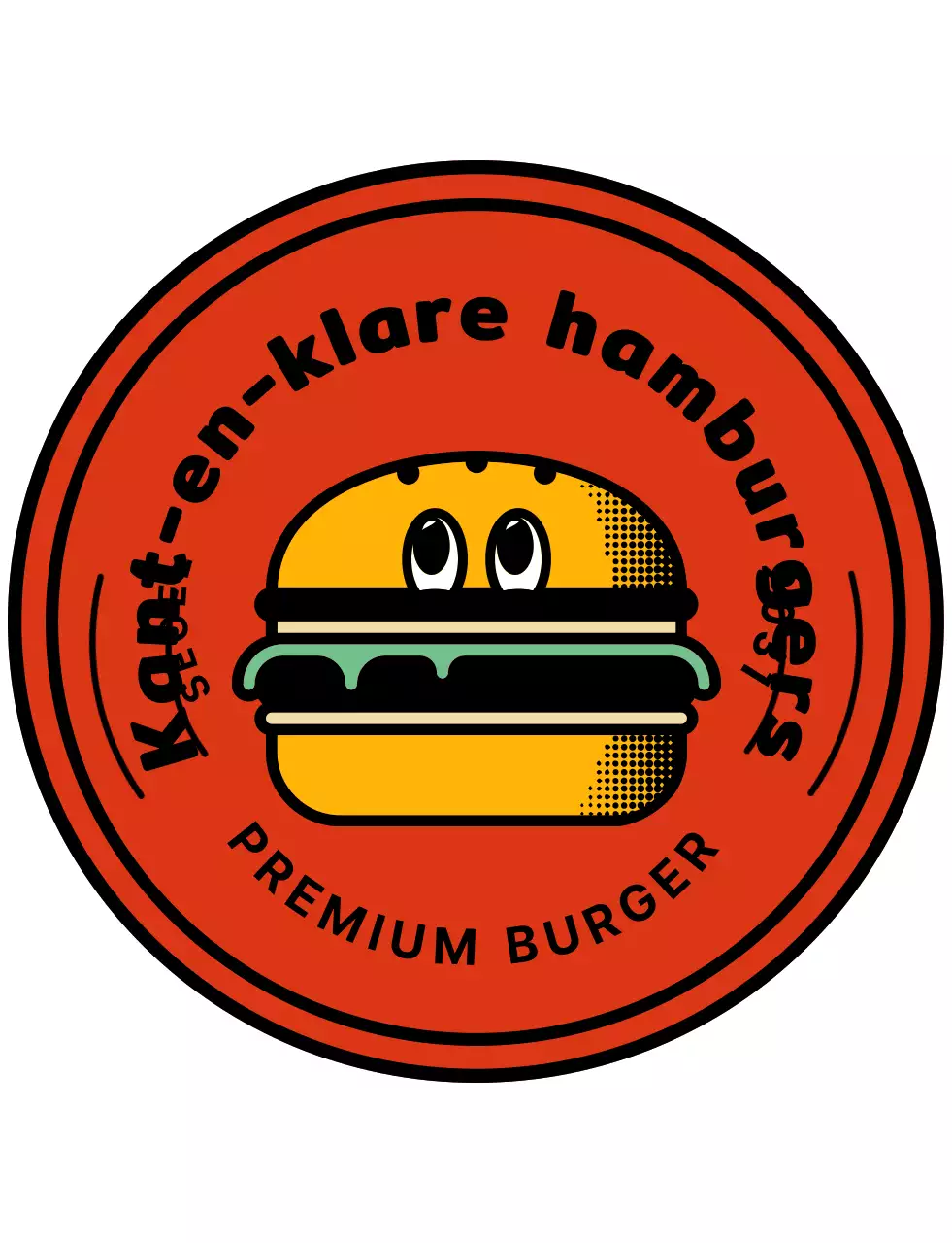 Hamburgerrestaurant karakterlogo in rood
