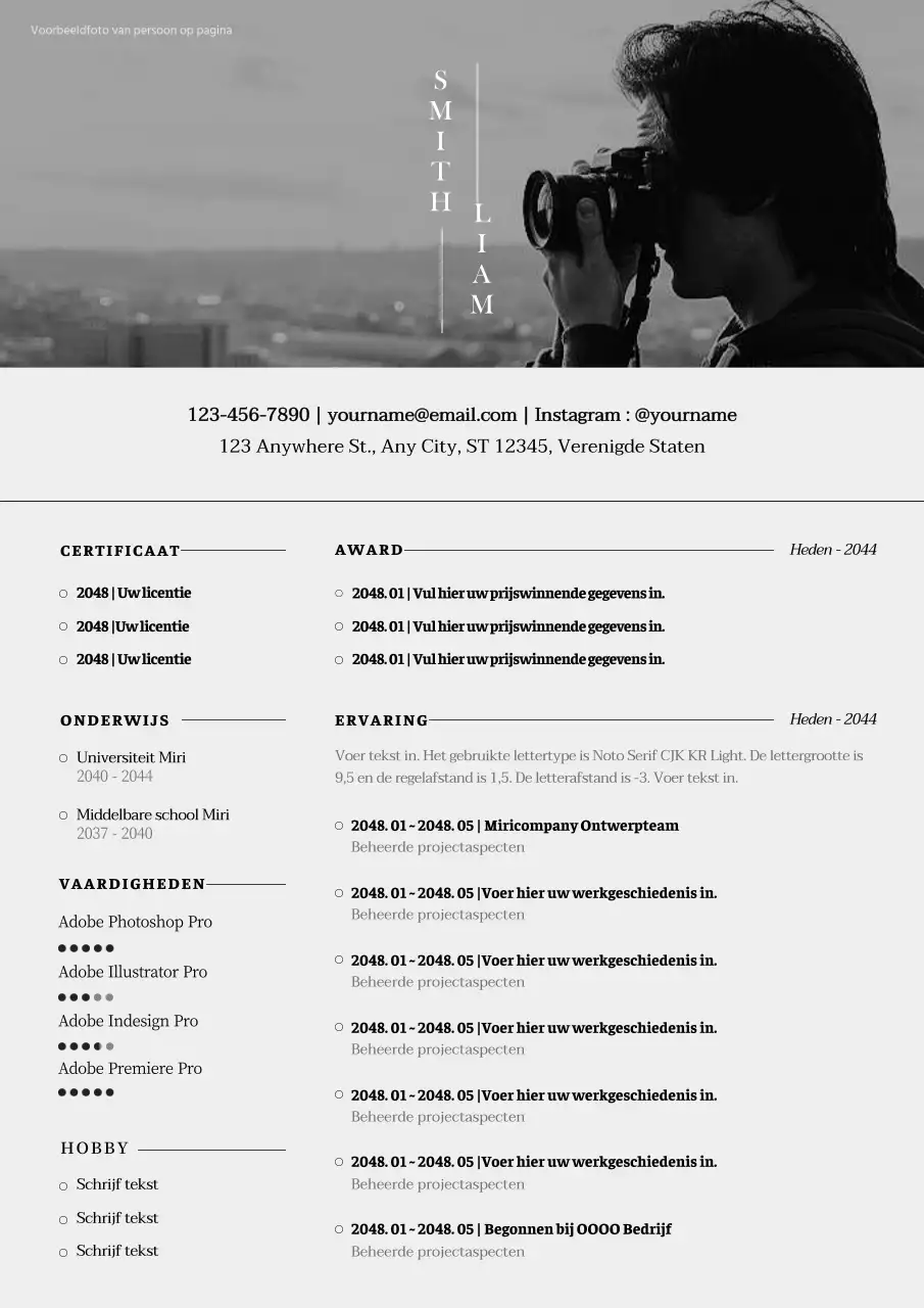 Een emotioneel cv in zwart-witte grijstinten