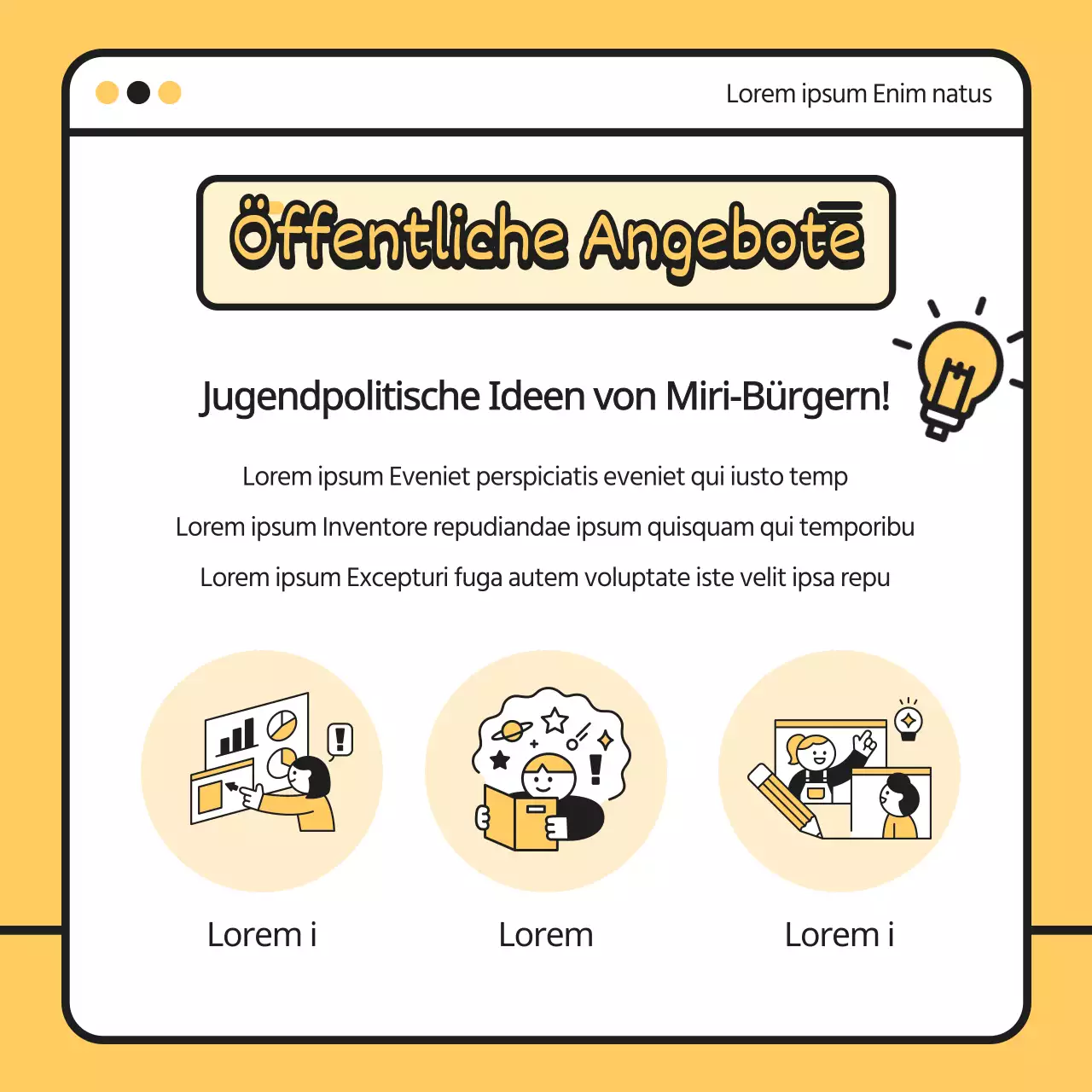 Gelb schwarz niedliche Illustration Jugend online Politik Vorschlag Wettbewerb