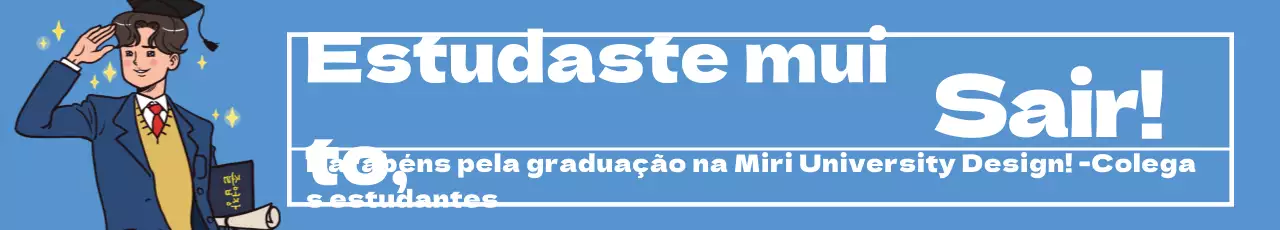 Anúncio de felicitações de graduação com letras azuis ilustradas