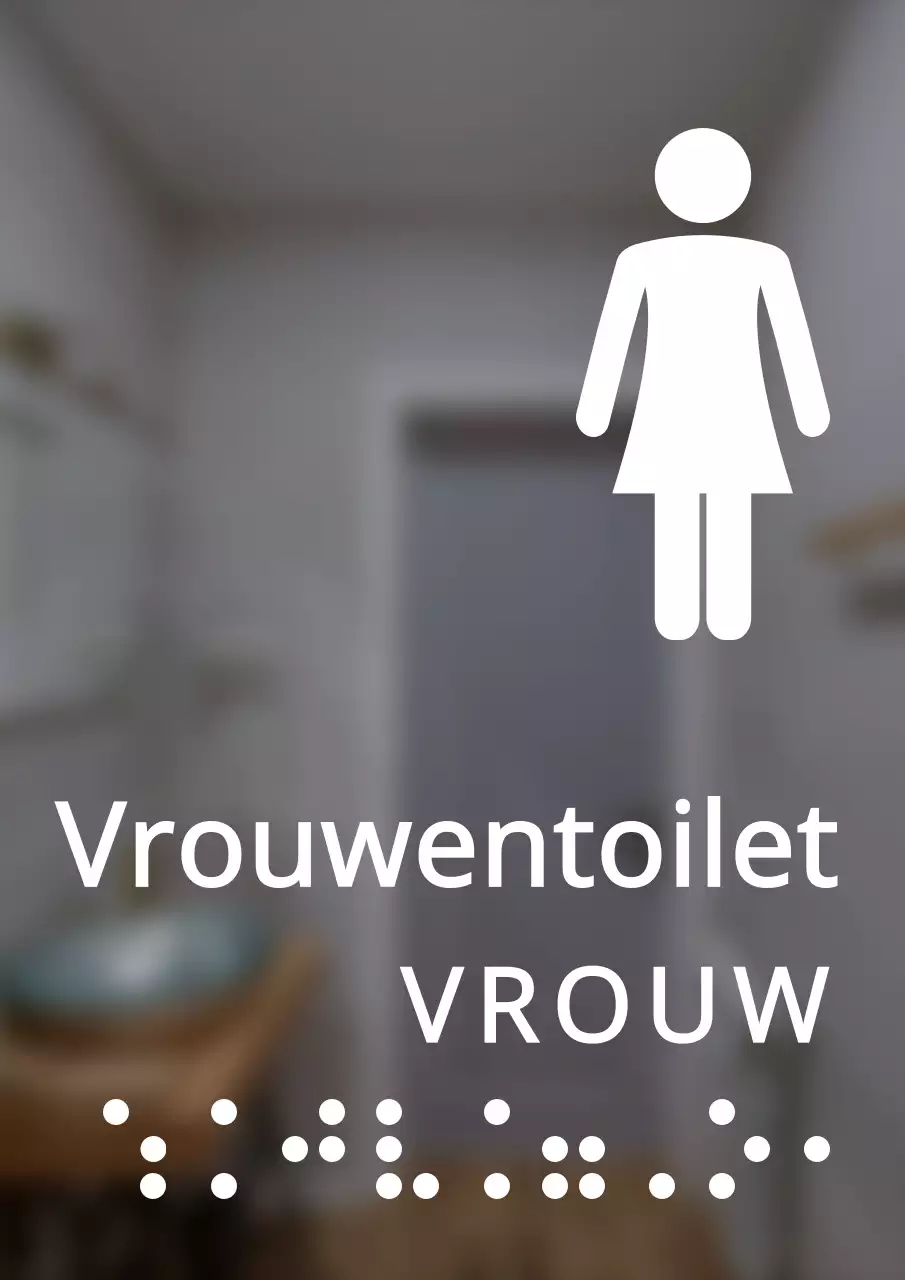 Bewegwijzering voor vrouwentoiletten in braille met een strakke stijl