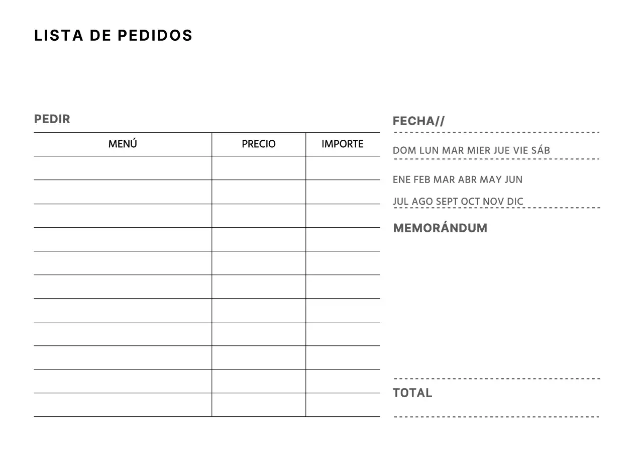 Formularios de pedido