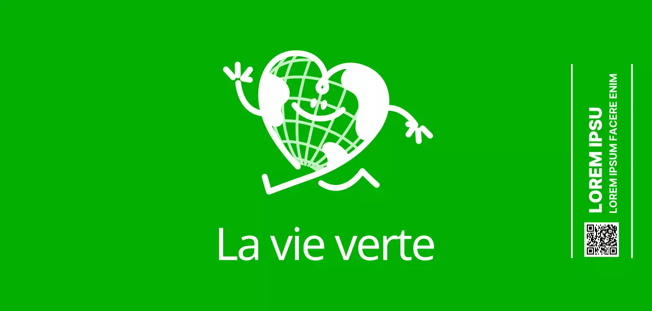 Faites la promotion d'un camp respectueux de l'environnement avec un adorable personnage de la Terre en forme de cœur et de couleur verte.