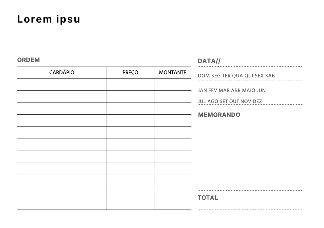 Formulários de encomenda