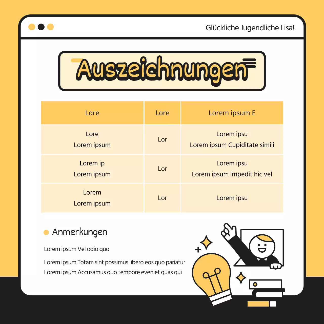 Gelb schwarz niedliche Illustration Jugend online Politik Vorschlag Wettbewerb