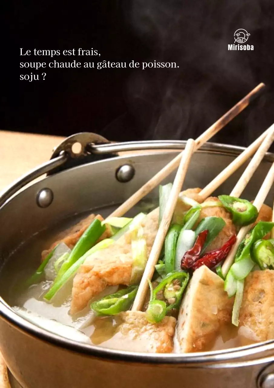Promouvoir la soupe de gâteau de poisson avec des images d'aliments