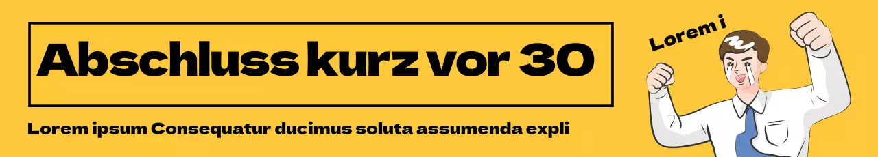 Anzeige für Glückwünsche zum Schulabschluss mit gelber illustrierter Beschriftung