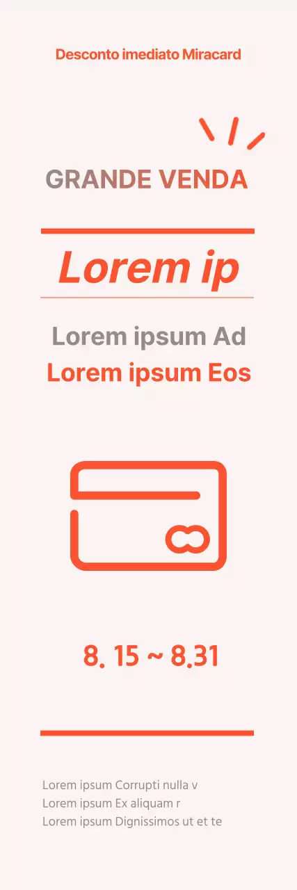 Cartão laranja e cinzento para desconto em eventos banner vertical