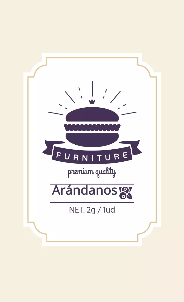 Marfil púrpura ilustrado macaron etiqueta de arándanos