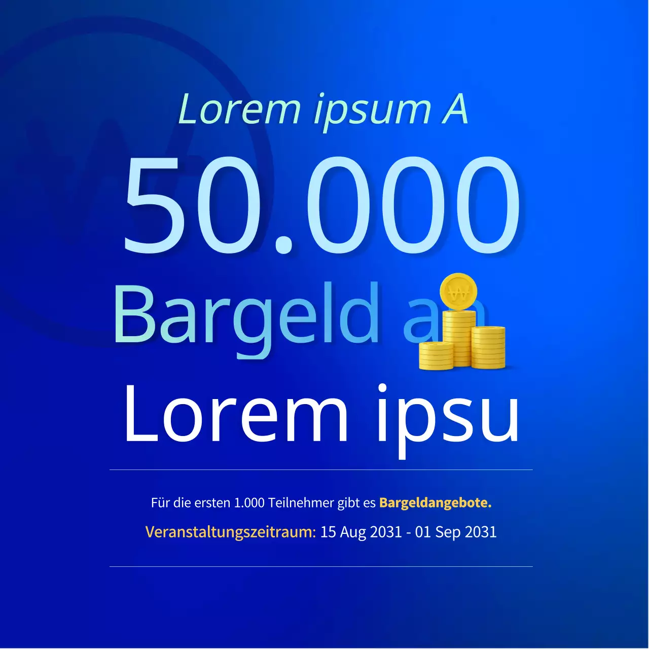 Blau und hellblau Gradient Lager Veranstaltung Social Media Quadrat