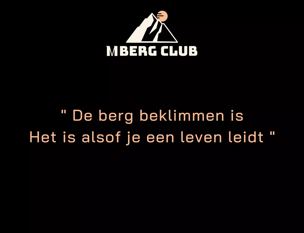 Mountain club met zwarte en oranje bergillustraties