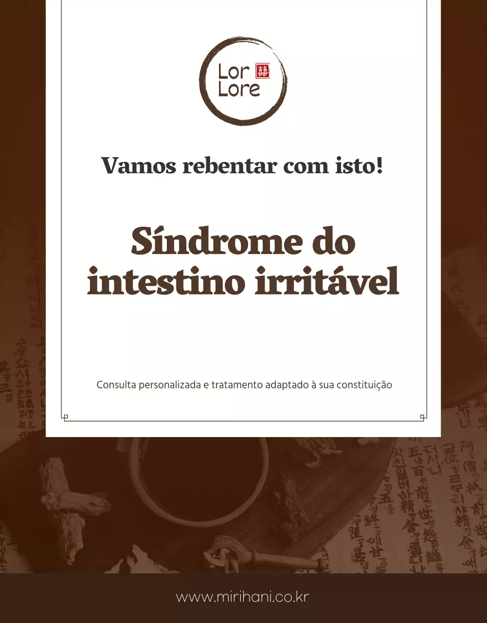 Tratamento clínico oriental de cor castanha para a SII em pormenor