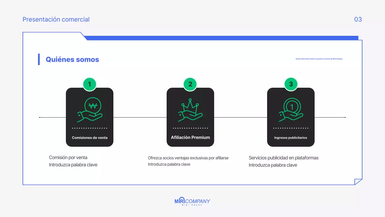 Un pitch deck moderno y azul para tu startup