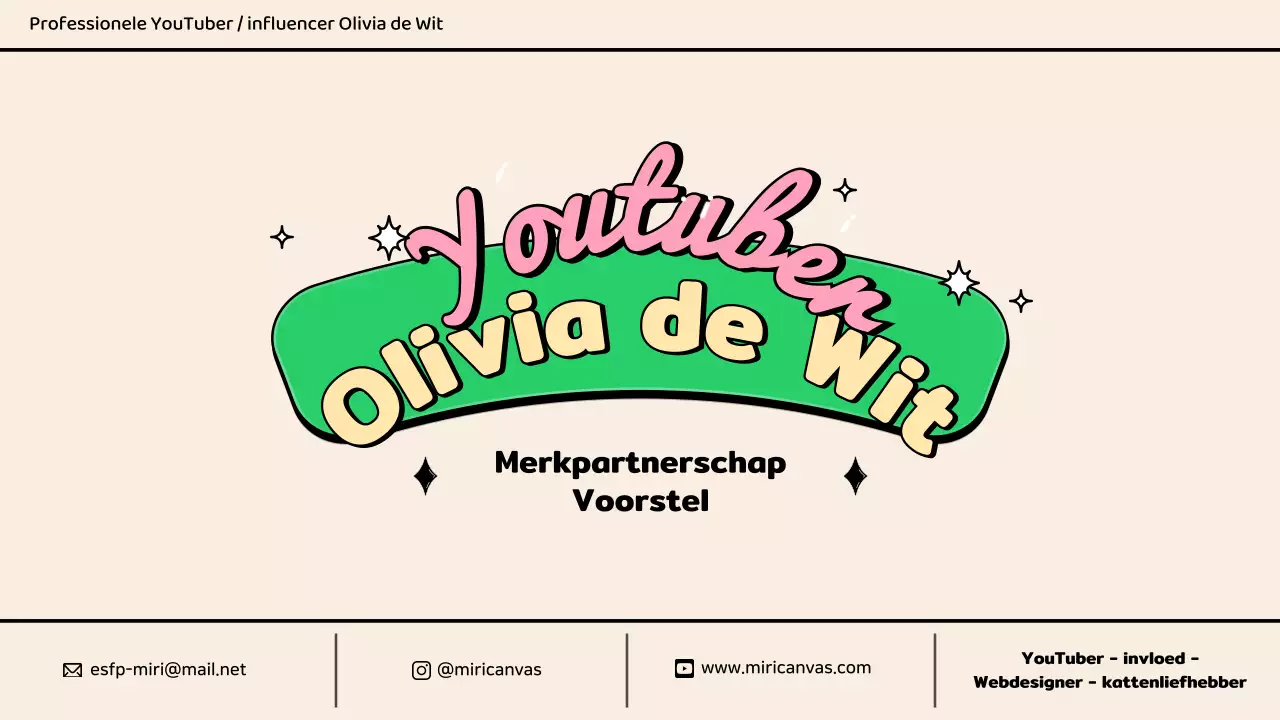 Een schattig en kleurrijk info-chart YouTuber samenwerkingsvoorstel in roze, groen en pastel.