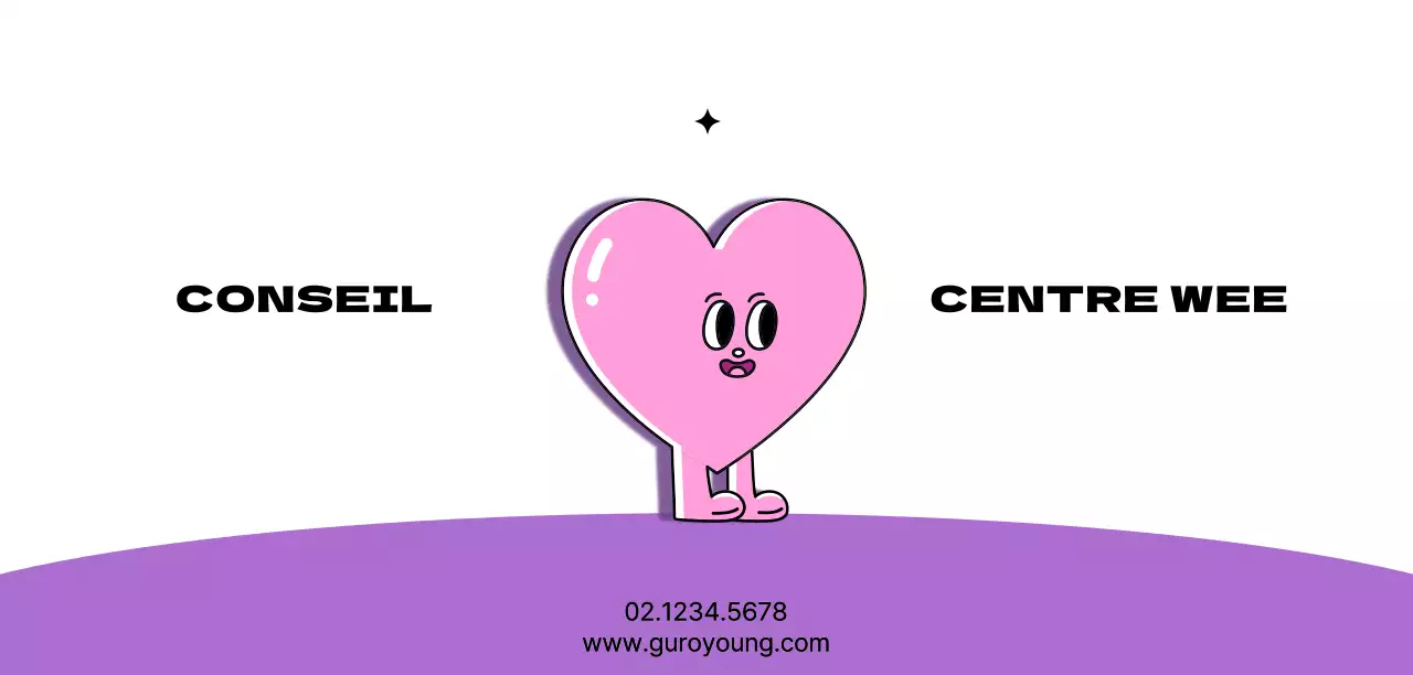 Centre public de la jeunesse avec de jolis personnages en forme de cœur, de couleur rose et violette