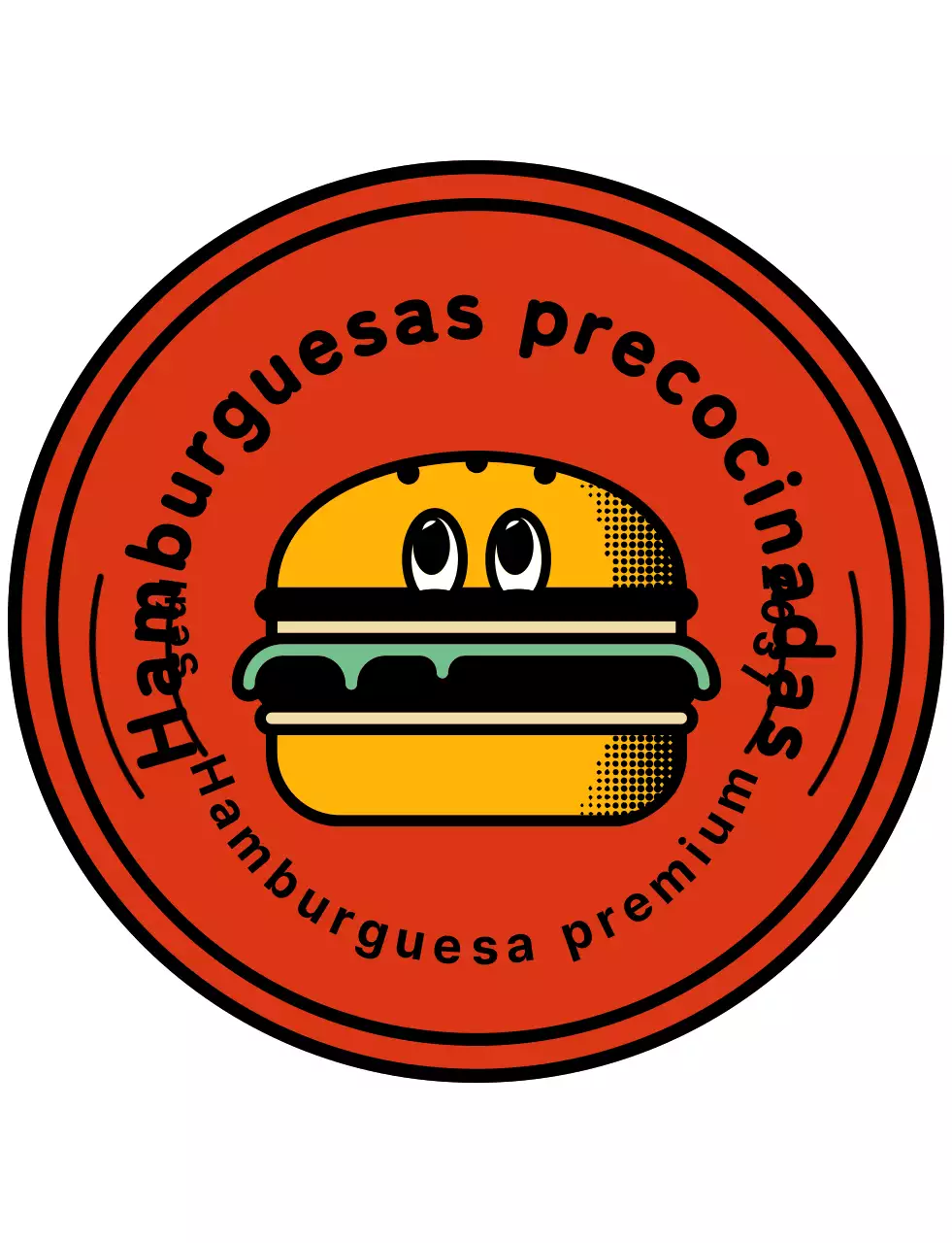 Logotipo de personaje de hamburguesería en rojo
