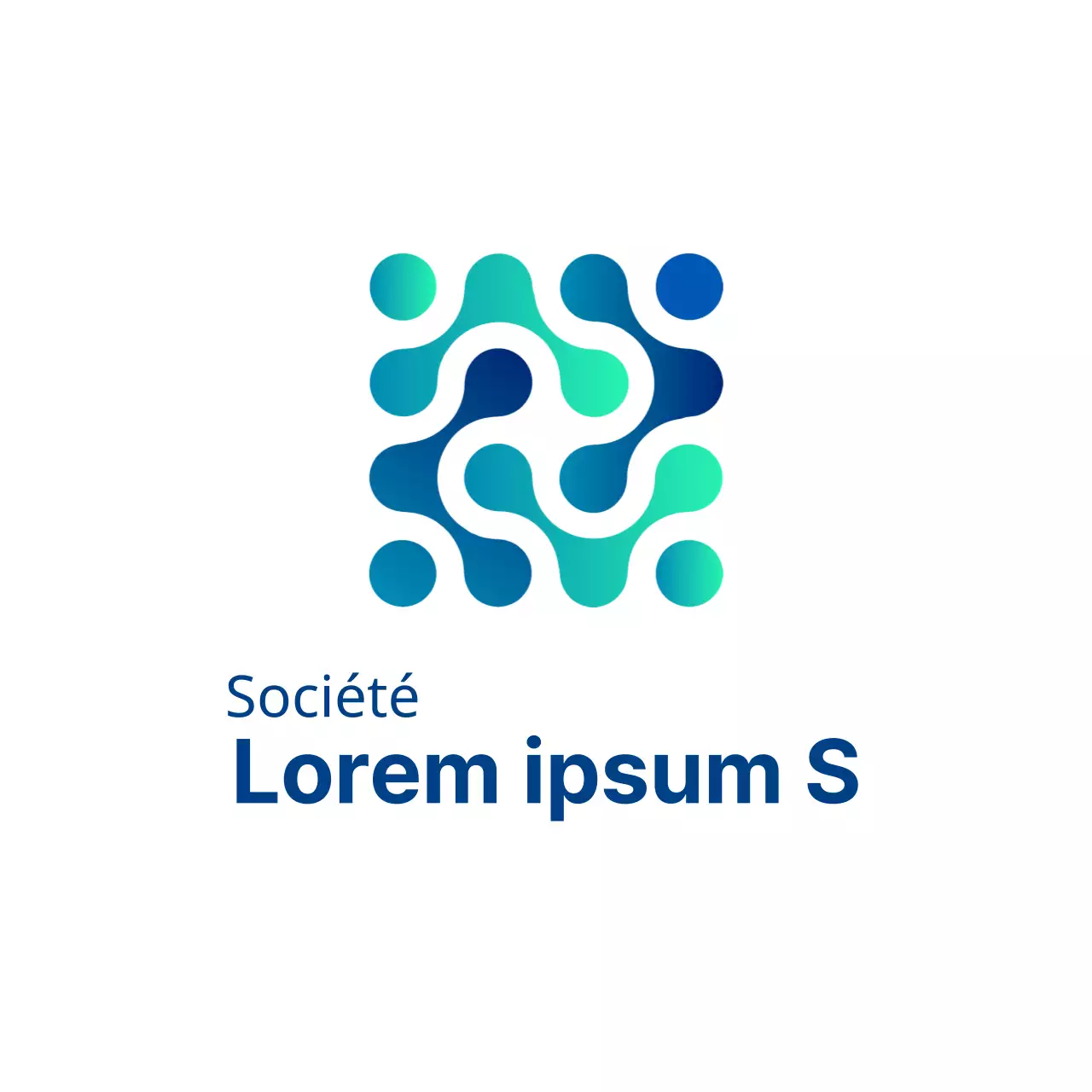 Logo de l'entreprise dans un dégradé de bleu marine et de turquoise