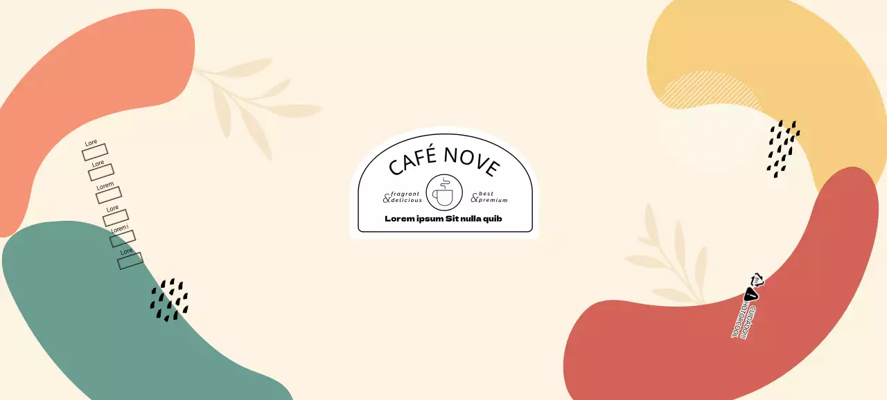 Bege formas coloridasCafé com padrão