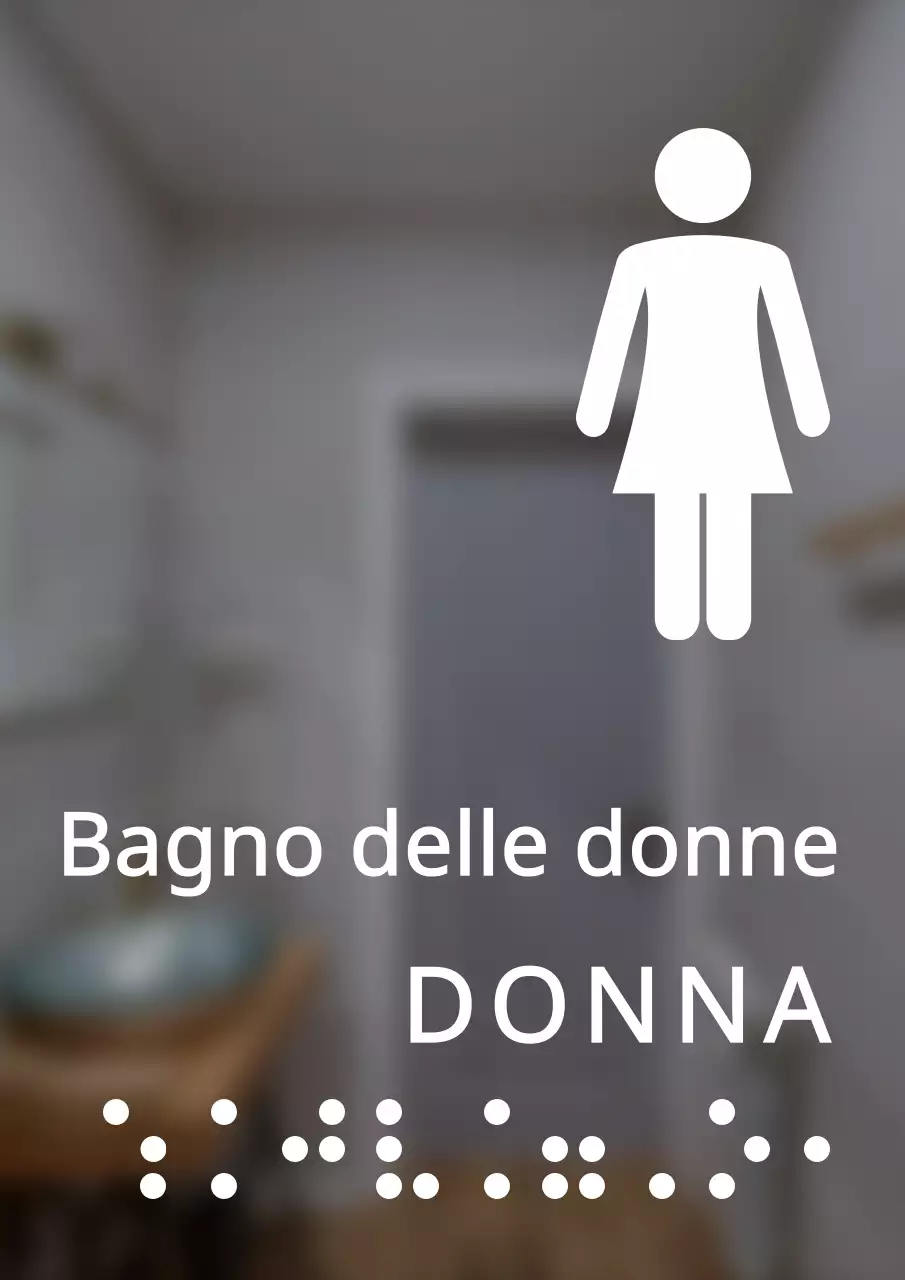 Segnaletica per i bagni delle donne in braille con uno stile pulito
