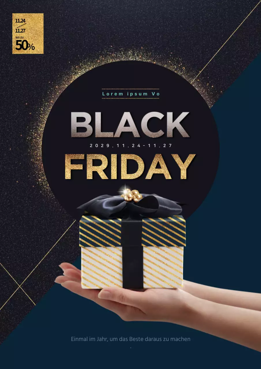 Werben Sie mit schwarz-goldenen Geschenkboxen für einen stilvollen Ausverkauf am Black Friday
