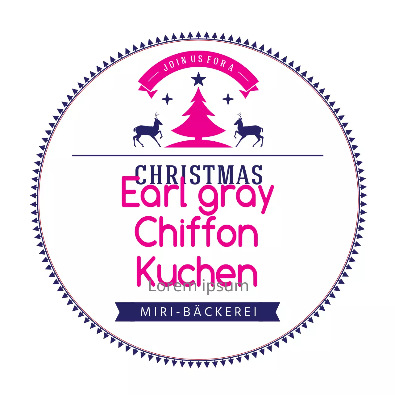 Lila-rosa illustrierte Weihnachtsbäckerei-Etiketten