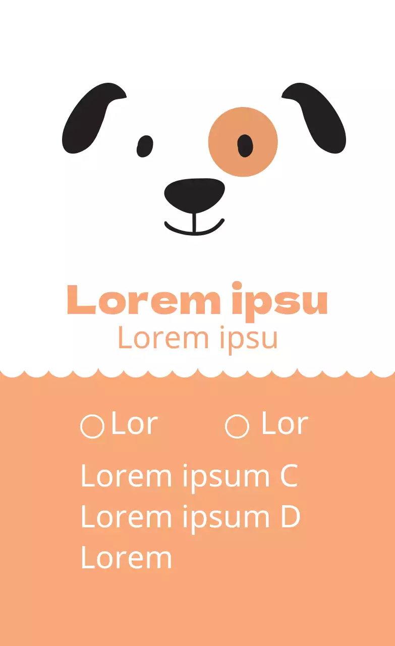 Orangefarbenes Tierarzt-Etikett mit gewelltem Rahmen