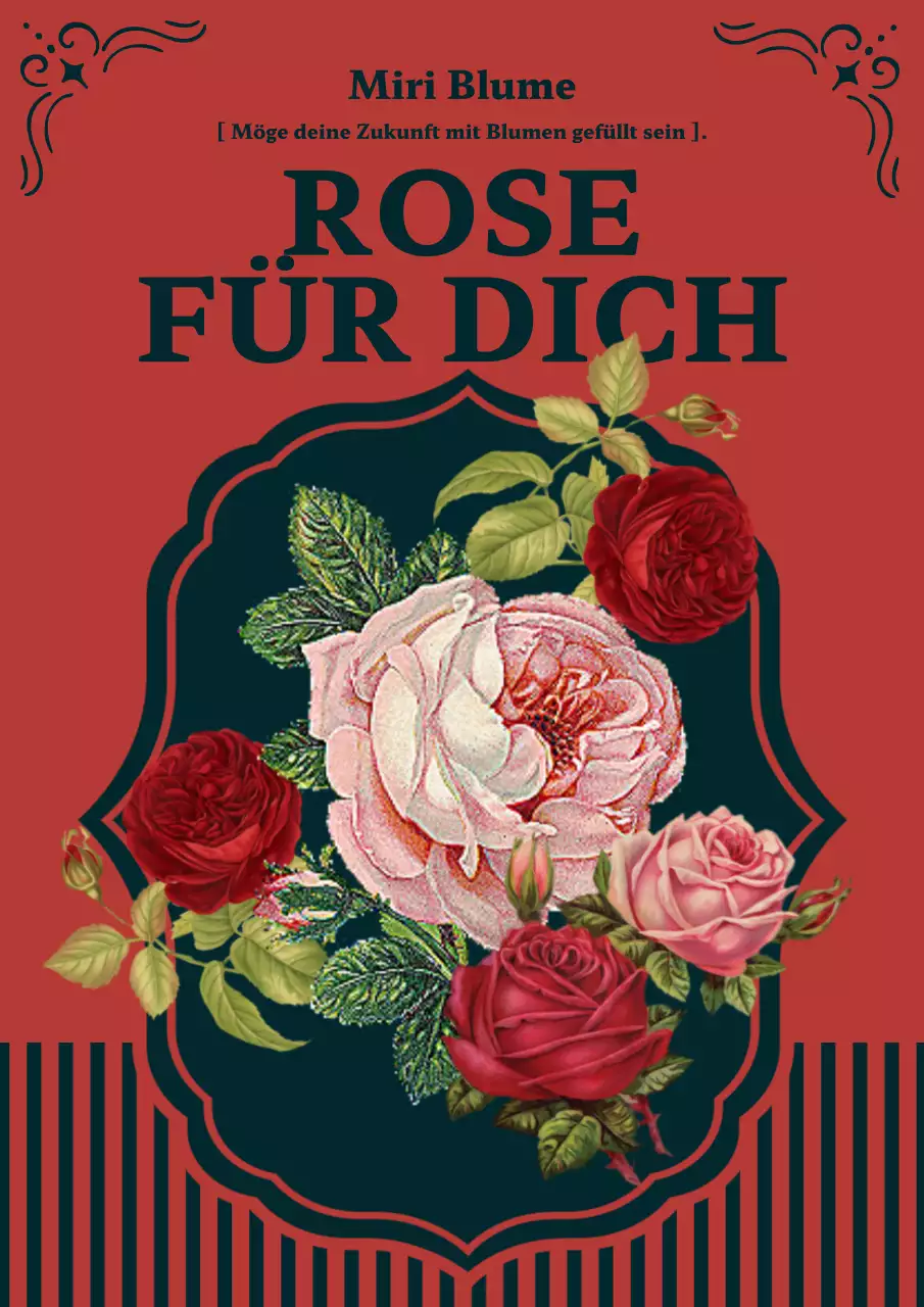 Förderung von Rosen im Vintage-Stil in Rot und Marineblau