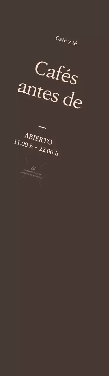 Promoción de apertura de cafetería grande sobre fondo marrón