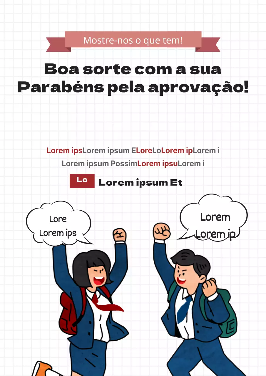 Descontos para estudantes com divertidas ilustrações de estudantes a vermelho e preto