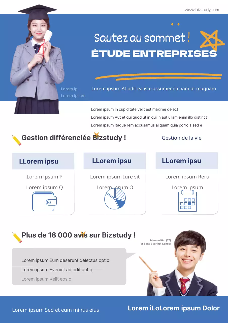 Faites la promotion de votre école avec des photos bleues d'élèves