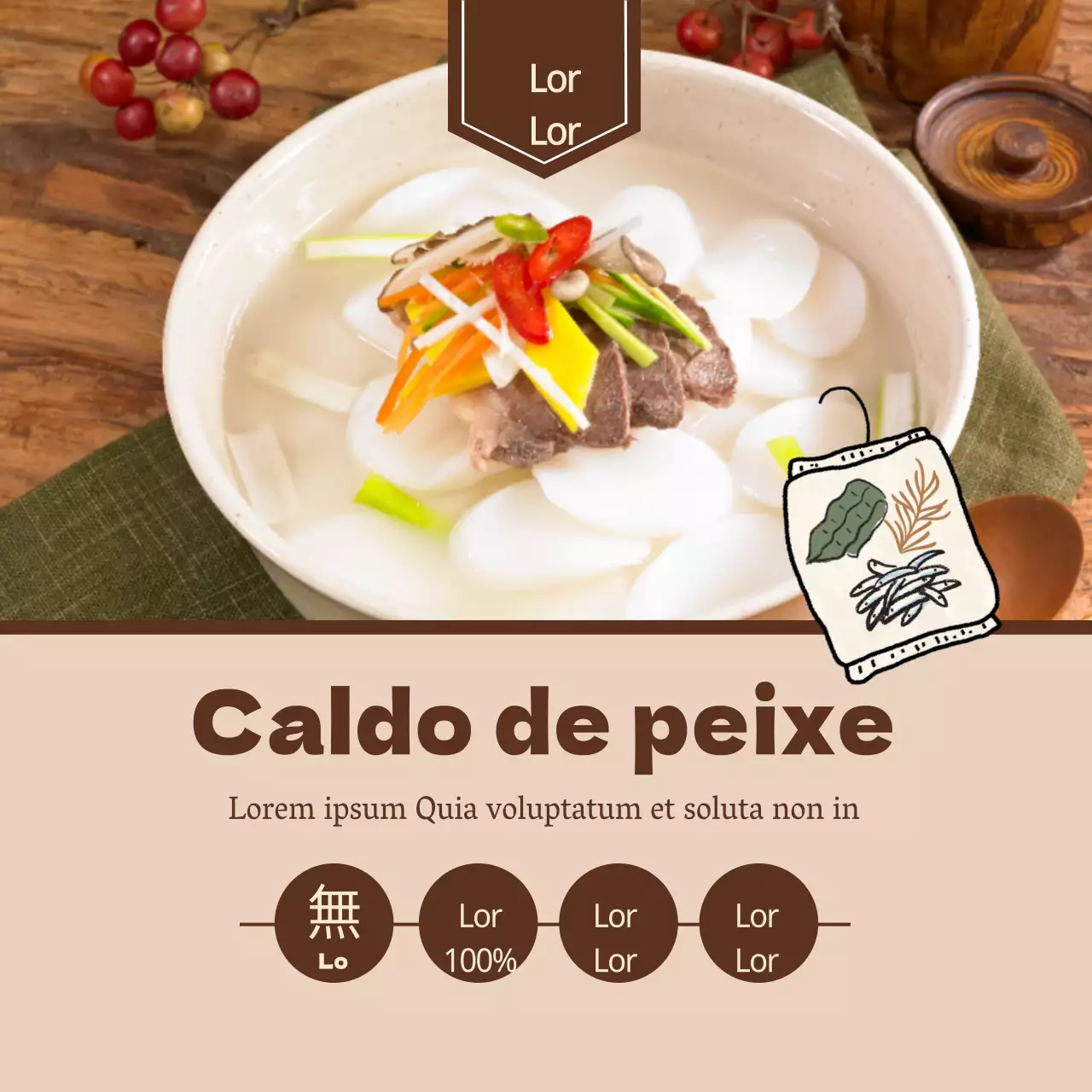 Autocolante circular de caldo de carne