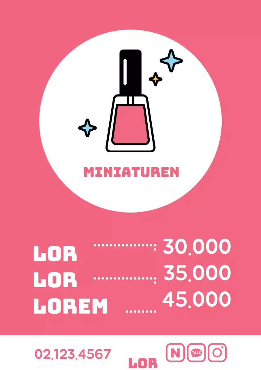 Eenvoudige prijsactie met illustratie van roze nagellak