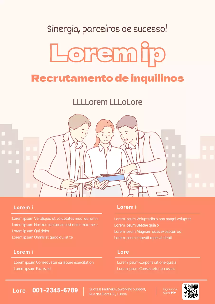 Webposter de recrutamento de espaço de coworking cor-de-coral