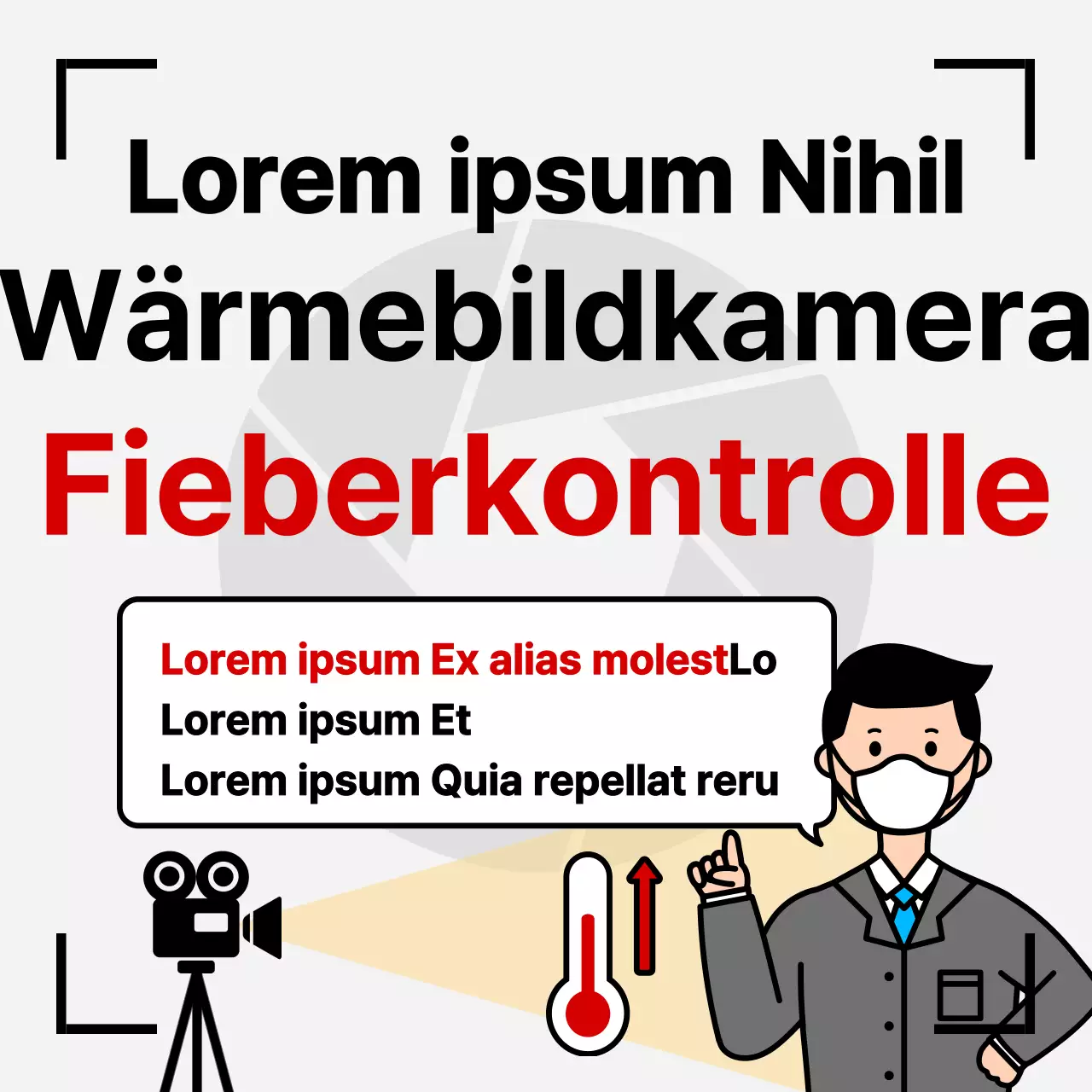 Black bold COVID-19 Wärmebildkamera Fieber-Check-Leitfaden