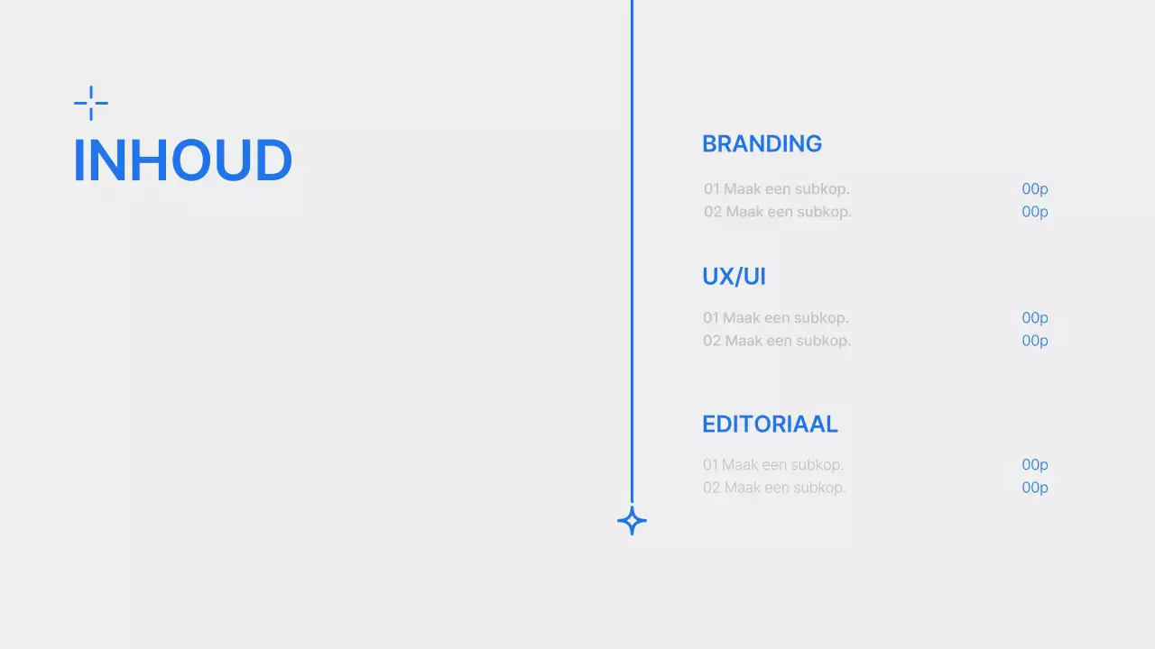 Designportfolio met een eenvoudig concept in blauw en wit