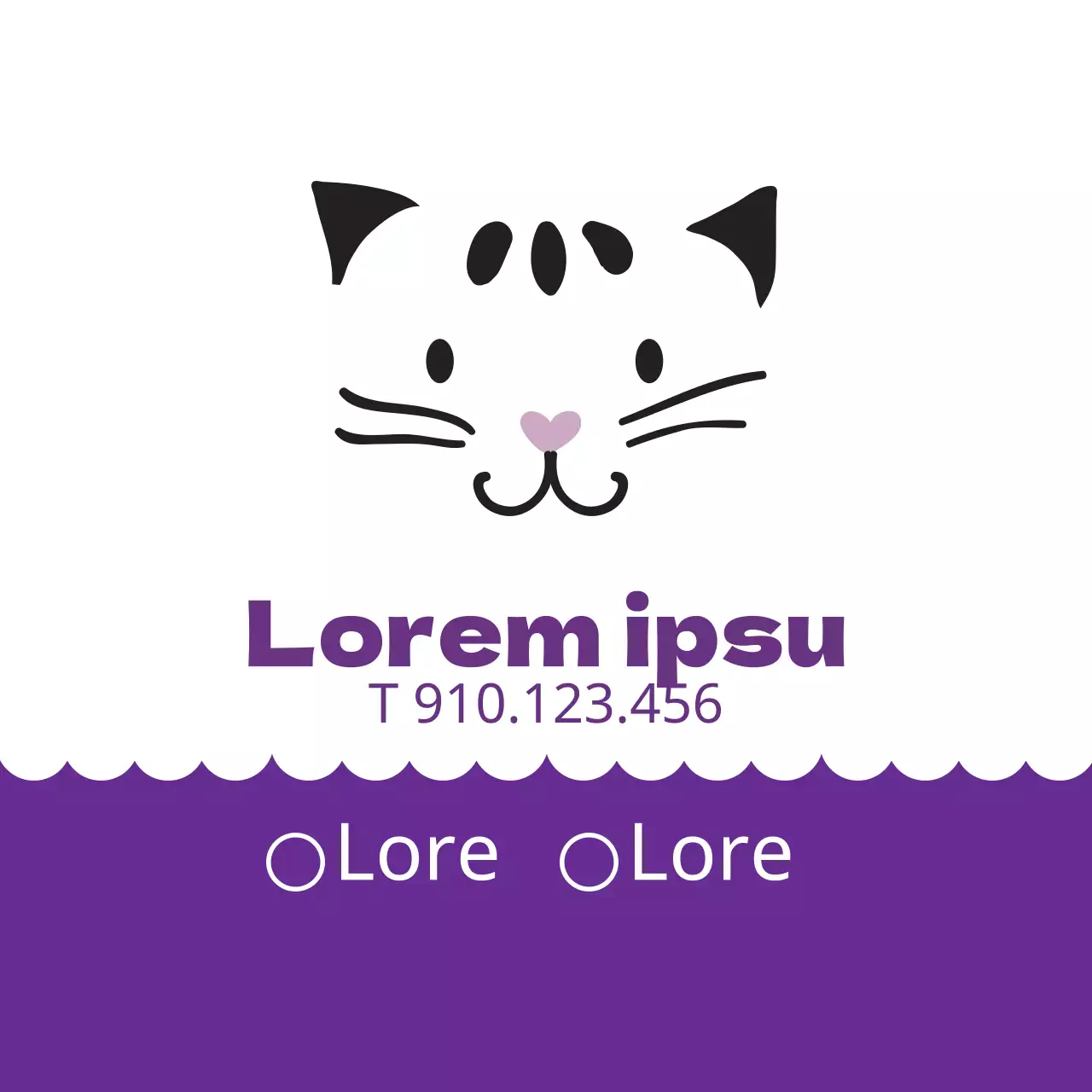 Etiqueta veterinaria con marco ondulado morado