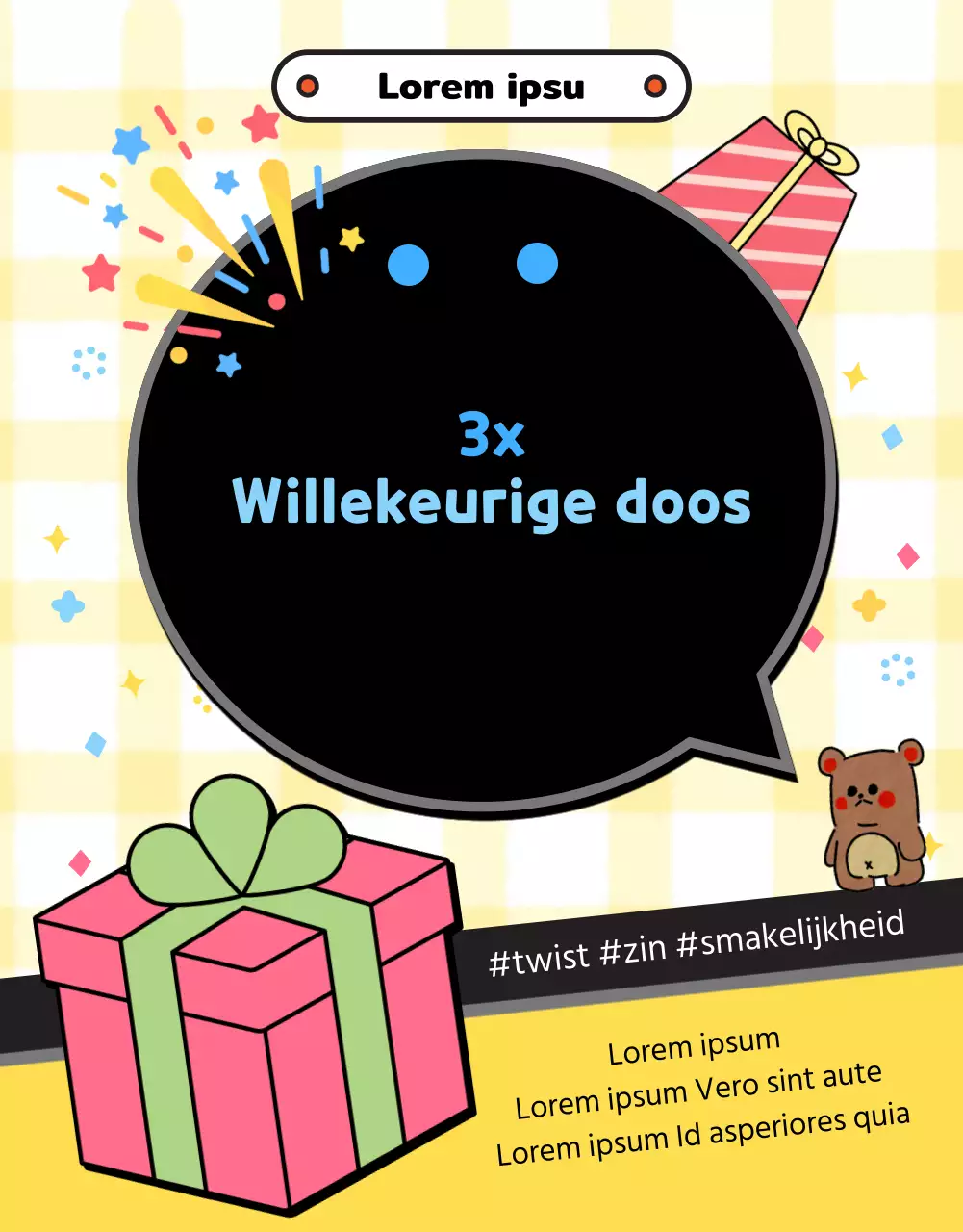 Schattig geel Daku briefpapier willekeurig doosje