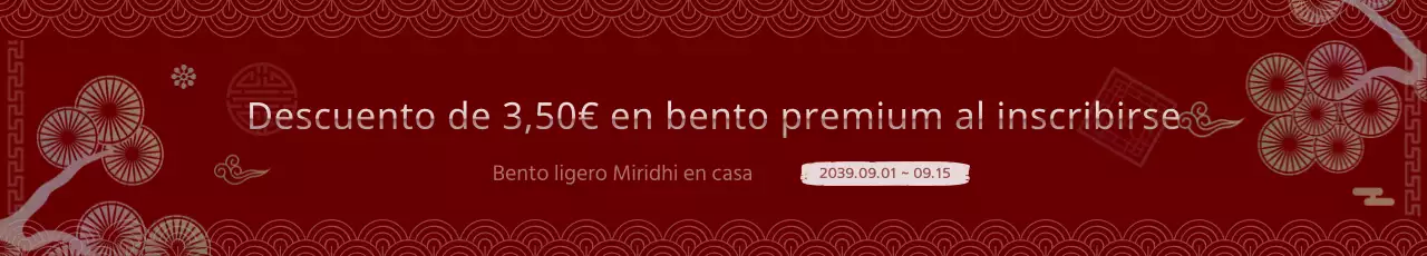 Descuento en las tradicionales cajas bento de concepto coreano en rojo y blanco