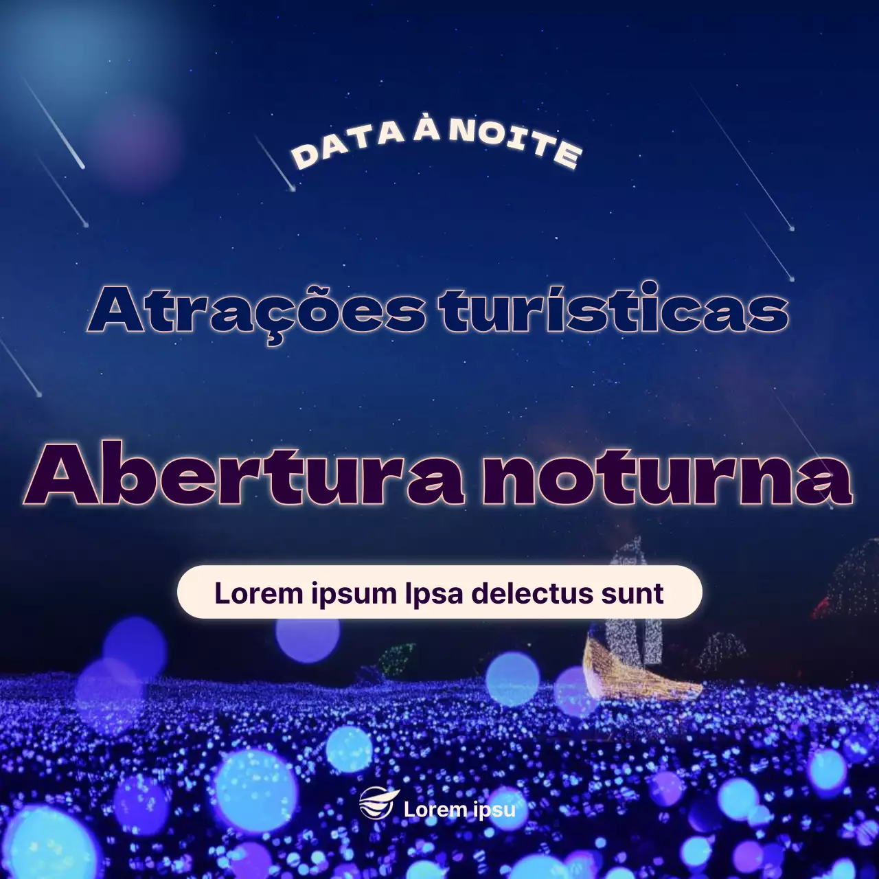 As atracções turísticas abrem à noite com um conceito que brilha no escuro Informações de viagem