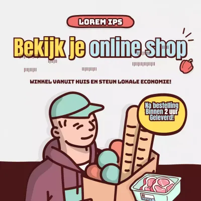 Lijn illustratie online boodschappen thema door Brown Mint