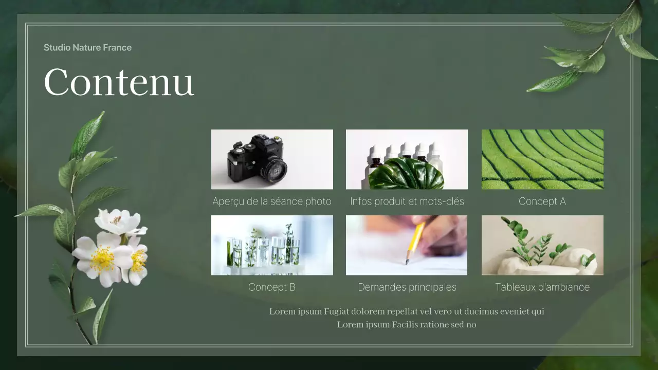 Tableau conceptuel de cosmétiques sur le thème de la nature verte