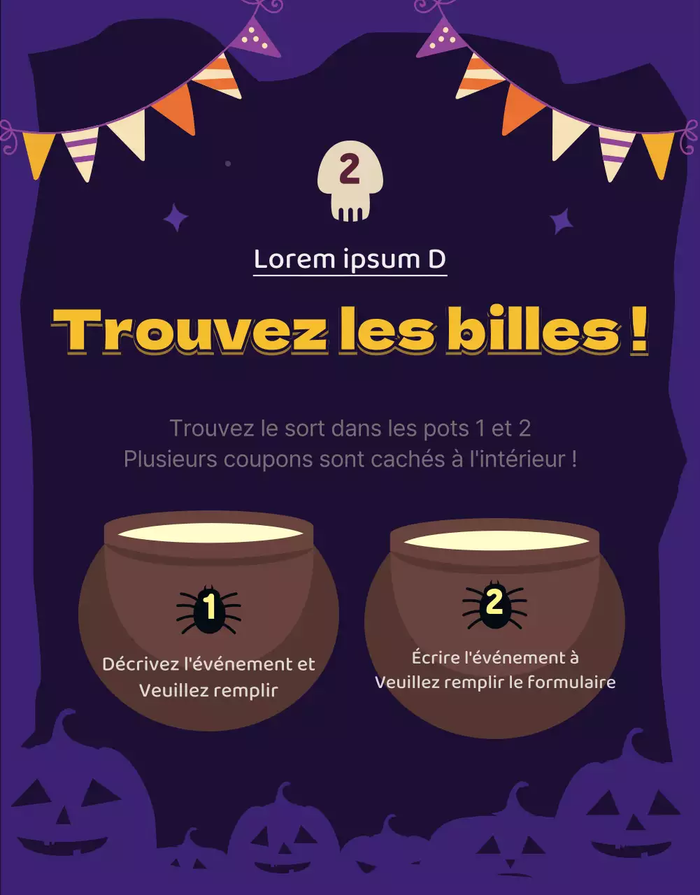 Coupon violet sur le thème d'Halloween offre de réduction événement