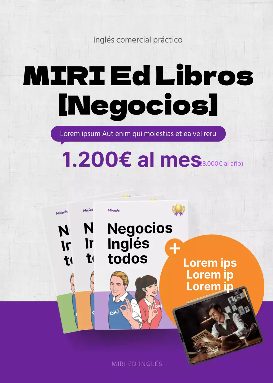 Evento de descuento de la suscripción anual al libro de texto negro y morado