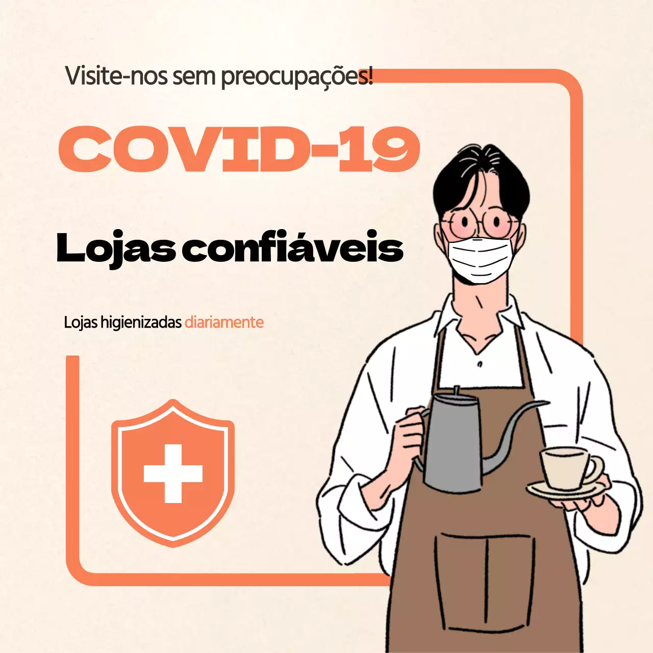 Orange Corona Safe Store Textos